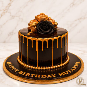 Black Gold Drip Birthday Cake