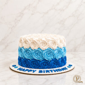 Blue Ombre Rosette Birthday Cake